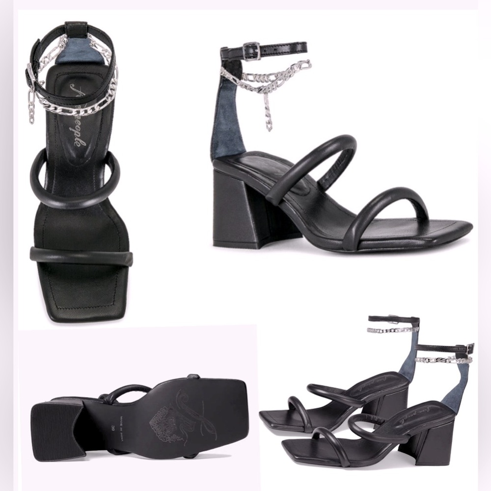 Free People Parker Chain Heel Black Size 8